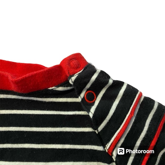 Motionwear Baby Toddler Long Sleeve Black Striped Shirt Size 3-6M Months Red - Picture 2 of 4